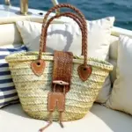 Moroccan Straw Tote with Leather Trim – Elegant Handwoven Bag with Buckle & Heart Detail - Image 9