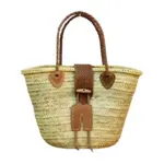 Moroccan Straw Tote with Leather Trim – Elegant Handwoven Bag with Buckle & Heart Detail