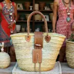 Moroccan Straw Tote with Leather Trim – Elegant Handwoven Bag with Buckle & Heart Detail - Image 6