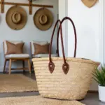 Classic French Market Basket – Handwoven Moroccan Straw Bag with Leather Handles - Image 13