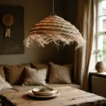 Boho Palm Leaf Lampshade – Handwoven Moroccan Pendant Light (Large & Medium Sizes) - Image 2