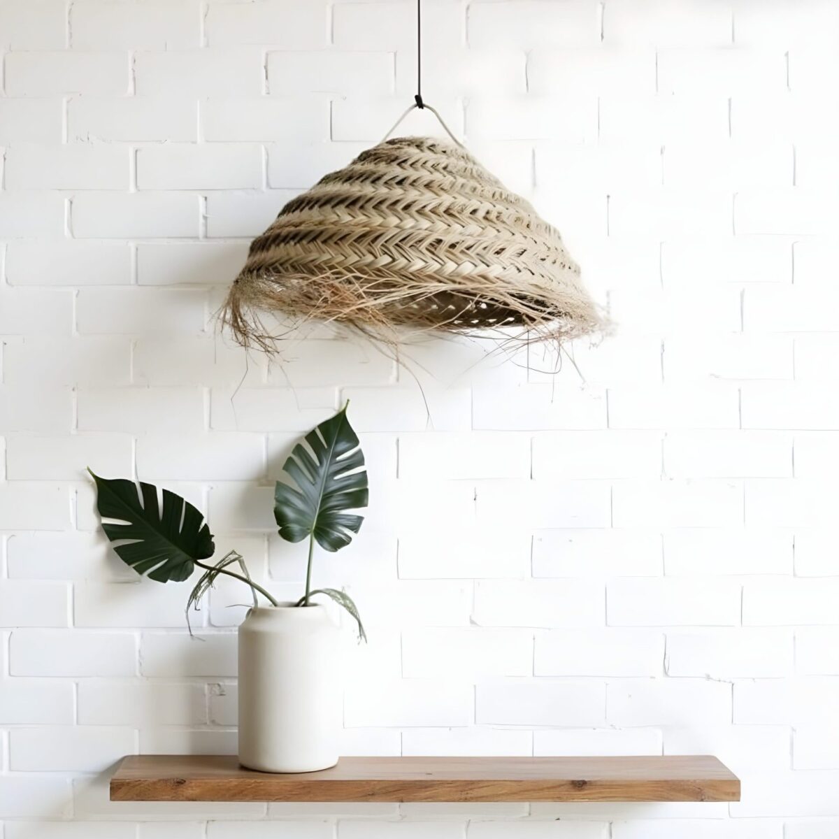 Boho Palm Leaf Lampshade – Handwoven Moroccan Pendant Light (Large & Medium Sizes) - Image 1