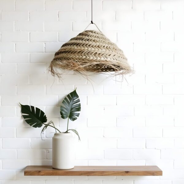 Boho Palm Leaf Lampshade – Handwoven Moroccan Pendant Light (Large & Medium Sizes)