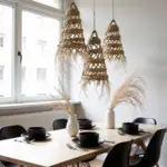 Handwoven Moroccan Straw Light Shade – Natural Pendant Lamp (17″ × 14″) - Image 5