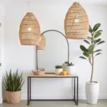 Handwoven Raffia Pendant Light – Sustainable Boho Ceiling Lamp (14″ × 20″) | Moroccan Artisan Lighting - Image 8