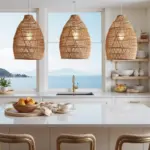 Handwoven Raffia Pendant Light – Sustainable Boho Ceiling Lamp (14″ × 20″) | Moroccan Artisan Lighting - Image 4