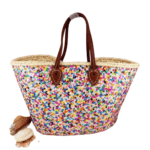 Handcrafted Moroccan Straw Bag with Rainbow Sequins – Artisan Market Tote