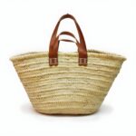 Moroccan Double-Handle Straw Tote Bag – Natural Handwoven Beach Basket with Leather Straps