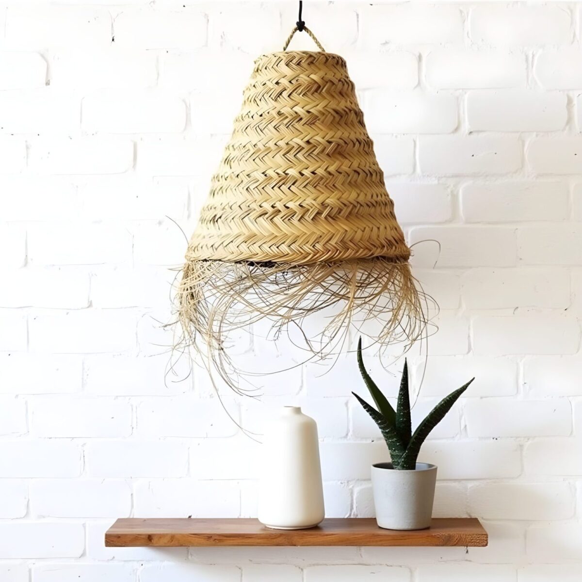 Handwoven Moroccan Straw Pendant Light – Natural Boho Lamp (3 Sizes) - Image 1