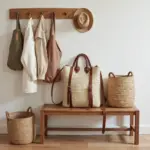 Moroccan Straw Backpack Purse – Handwoven Natural Bag with Leather Straps - Image 3