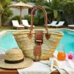 Moroccan Straw Tote with Leather Trim – Elegant Handwoven Bag with Buckle & Heart Detail - Image 8