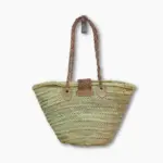 Moroccan Straw Tote with Leather Trim – Elegant Handwoven Bag with Buckle & Heart Detail - Image 3