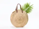 Round Straw Bag With Leather Handles - Image 6