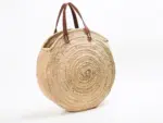 Round Straw Bag With Leather Handles - Image 7