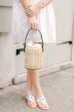 Emily Woven Bucket Tote Bag – Vegan Leather & Reed Weave - Image 2