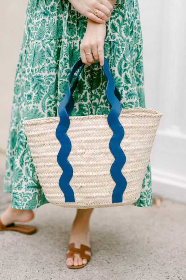 Ridgely Woven Straw Tote Bag – Coastal-Inspired with Vegan Leather Handles