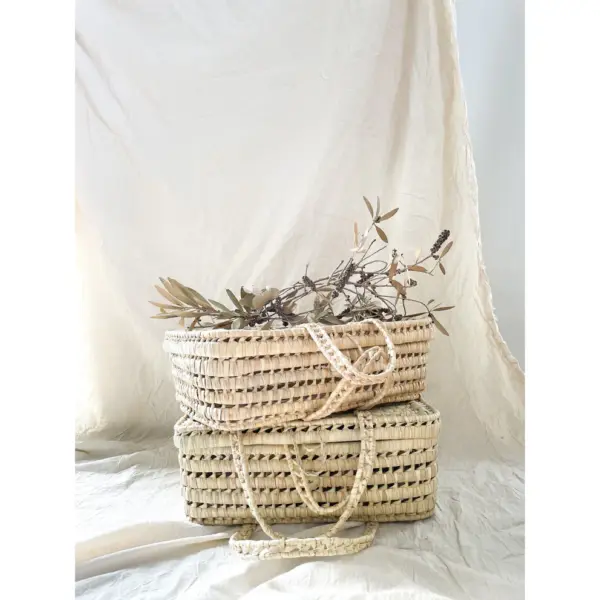 HANDWOVEN PALM SUITCASES SET OF 2