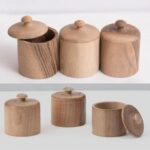 Handcrafted Walnut Wood Spice Jars – Set of 6 with Wooden Spoons
