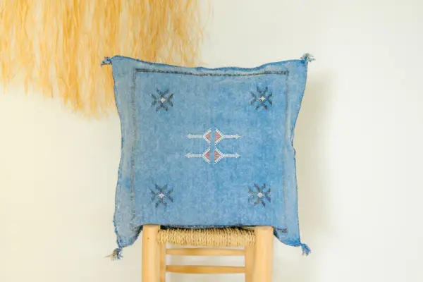 🌿 Moroccan Cactus Silk Pillow Cover – Handwoven Artisan Décor