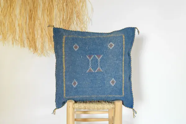 🌿 Moroccan Cactus Silk Pillow Cover – Handwoven Artisan Décor