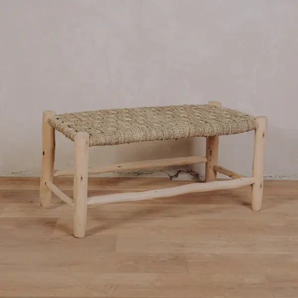 Handmade Doum Bench – Natural Woven Two-Seater Bench (85 x 40 x 40 cm)