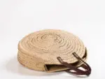 Round Straw Bag With Leather Handles