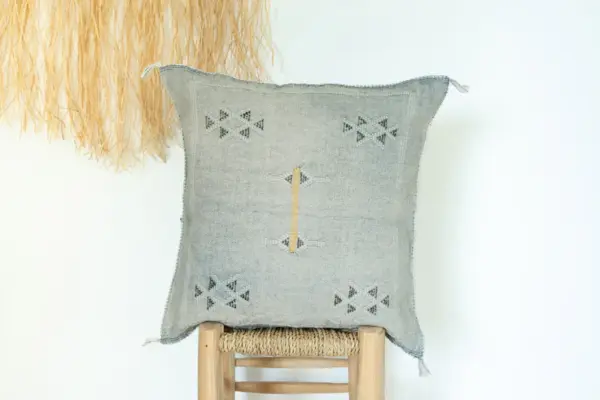 🌿 Moroccan Cactus Silk Pillow Cover – Handwoven Artisan Décor