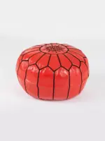 Moroccan Leather Pouffe – Chess Pattern - Image 3