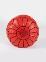 Moroccan Leather Pouffe – Chess Pattern