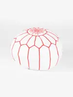 Moroccan Leather Pouffe - Image 3
