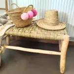 Handcrafted Moroccan Beldi Bench 80cm – Natural Wood & Doum Boho Seating - Image 6