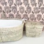 Large Handwoven Palm Leaf Vanity Basket – Natural Handmade Storage Organizer
