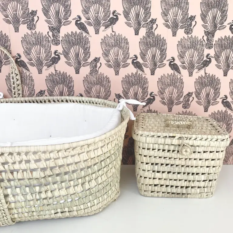 Large Handwoven Palm Leaf Vanity Basket – Natural Handmade Storage Organizer