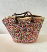 ✨ Purple Multicolor Sequin Boho Beach Bag – Handmade Moroccan Tote (Big Size) - Image 7