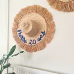 Personalized Boho Palm Leaf Fringe Hat – Custom Handwoven Wall Décor & Summer Accessory - Image 6