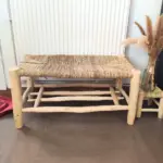 Moroccan Beldi Wooden Bench 80cm with Storage – Handwoven Doum & Natural Wood - Image 6