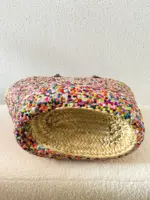 ✨ Purple Multicolor Sequin Boho Beach Bag – Handmade Moroccan Tote (Big Size) - Image 3