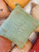 Handmade Cactus Silk Cushion Cover | Moroccan Sabra Pillow | Vintage Bohemian Berber Decor