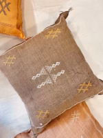 Handmade Cactus Silk Cushion Cover | Moroccan Sabra Pillow | Vintage Bohemian Berber Decor