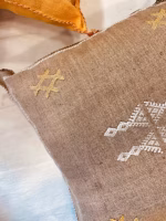 Handmade Cactus Silk Cushion Cover | Moroccan Sabra Pillow | Vintage Bohemian Berber Decor - Image 2