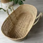 Handwoven Palm Leaf Baby Bassinet – Handmade Moses Basket - Image 2