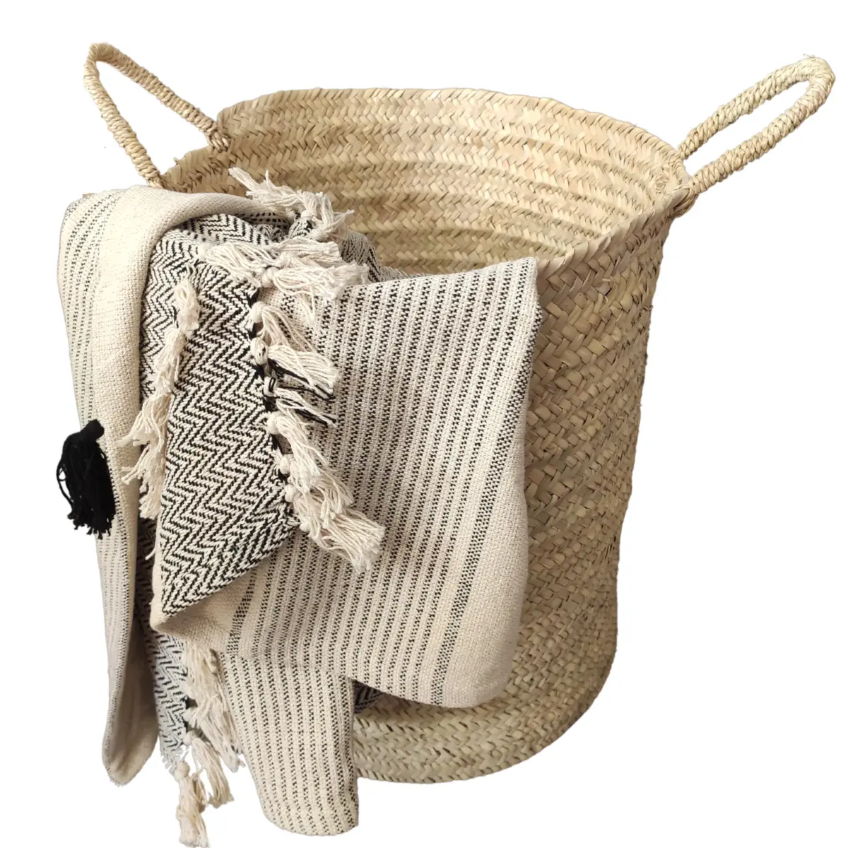 Large Handwoven Palm Leaf Storage Basket – Natural Home Organizer with Handles - Image 4