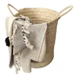 Large Handwoven Palm Leaf Storage Basket – Natural Home Organizer with Handles - Image 4