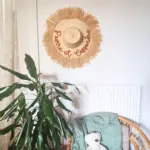 Personalized Boho Palm Leaf Fringe Hat – Custom Handwoven Wall Décor & Summer Accessory