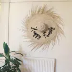 Personalized Boho Palm Leaf Fringe Wall Hat – Handwoven Natural Home Décor & Gift - Image 5