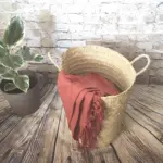 Large Handwoven Palm Leaf Storage Basket – Natural Home Organizer with Handles - Image 3