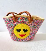 😊 Smiley Sequin Beach Bag – Handmade Moroccan Boho Tote (M Size) - Image 7
