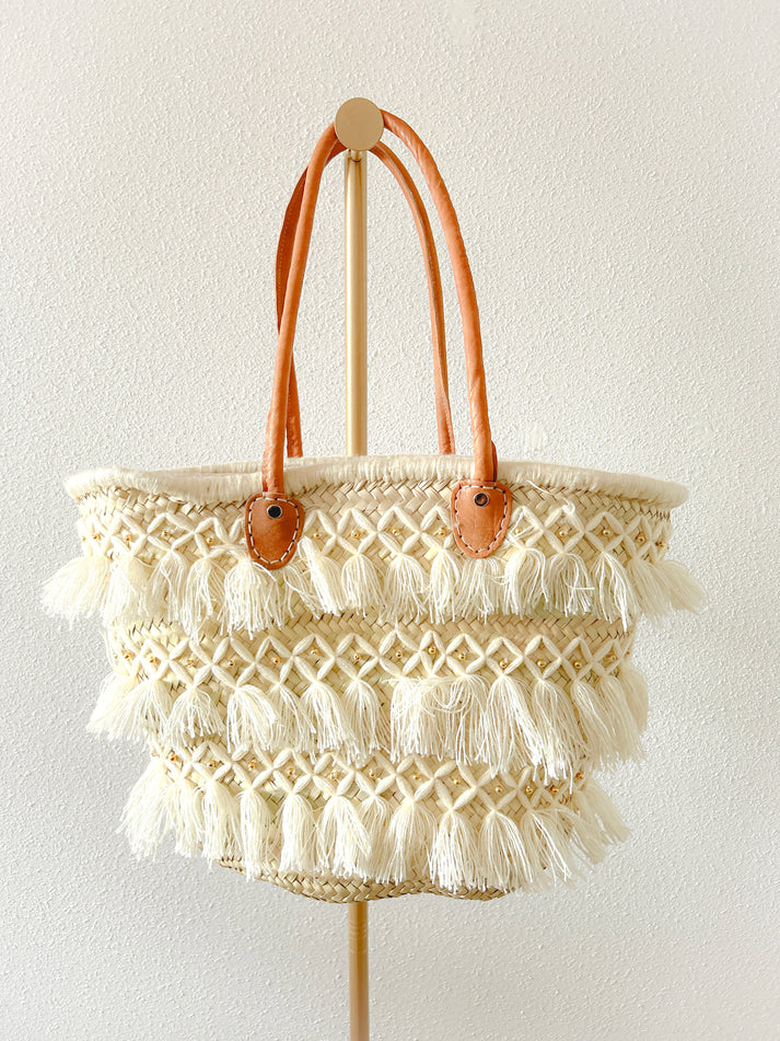 🌸 Beaded Boho Beach Bag – Handmade Moroccan Tote (Big Size)