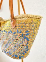 💜 Purple Embroidered Beach Bag – Handmade Moroccan Boho Tote (M Size) - Image 4