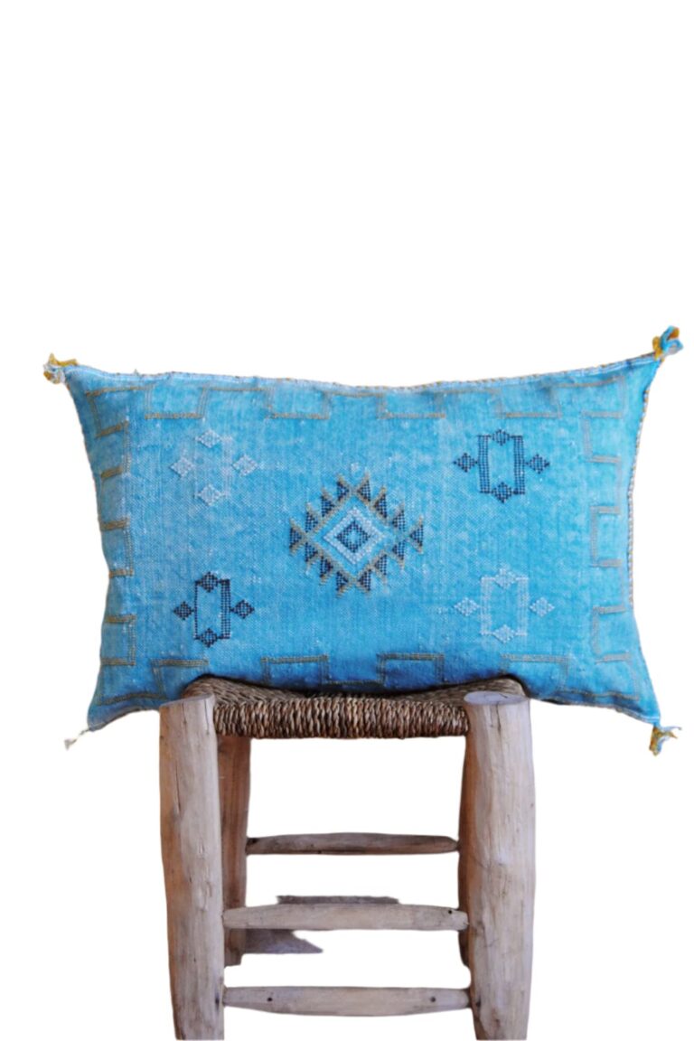 Handmade Cactus Silk Cushion Cover | Moroccan Sabra Pillow | Vintage Bohemian Berber Decor